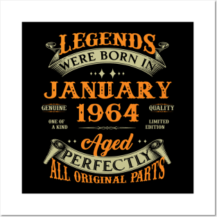 Legends Were Born In January 1964 60 Years Old 60th Birthday Gift Posters and Art